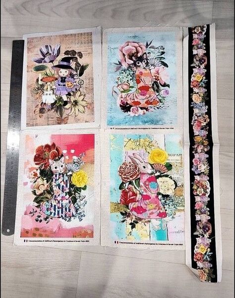 コラコラ生地4枚+リボンテープ50㌢1枚