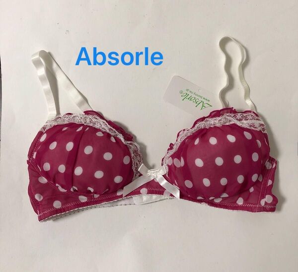 【Absorle・アブソール】ノンワイヤーブラジャー Mサイズ バスト79〜87 ローズ 水玉 レース タグ付き