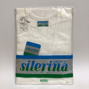 《RENOWN シルエリーナ》7分袖U首シャツ メンズ Mサイズ ホワイト 綿100% インナー 肌着 アンダーシャツ