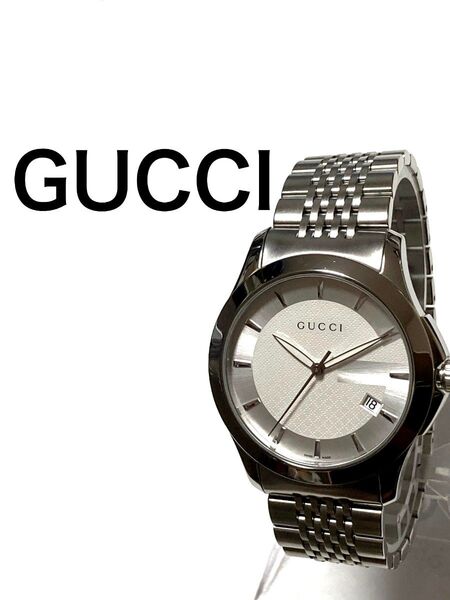 極美品! GUCCI グッチ Gタイムレス 人気 ホワイト メンズ腕時計