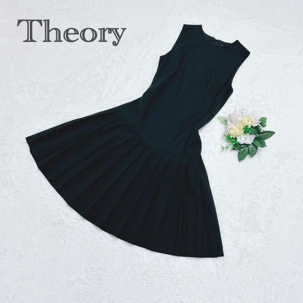 Theory セオリー ノースリーブワンピース プリーツ ブラック S