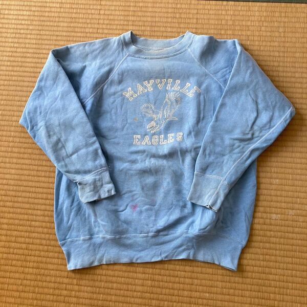 ヴィンテージ スウェット 水色MAYVILLE EAGLES