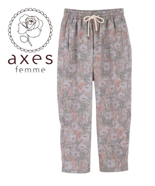 axes femme ボヘミアンフラワー柄パンツ 新品未使用タグ付き Mサイズ アクシーズファム イージーパンツ ストレッチ