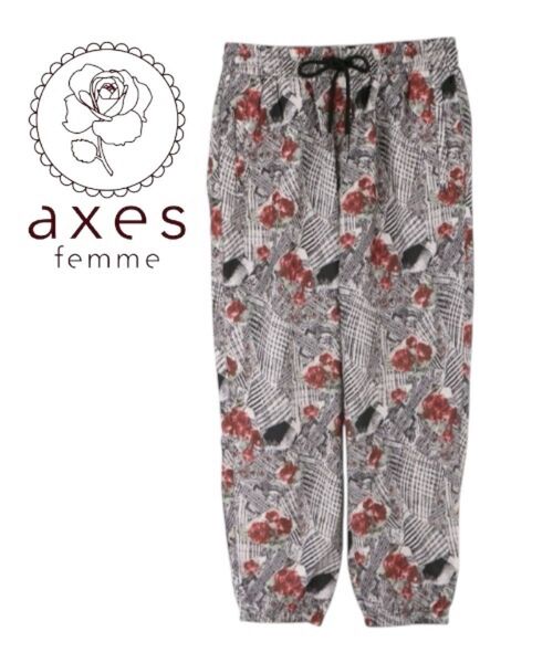 axes femme チェック×ローズ裾絞りパンツ 新品未使用タグ付き アクシーズファム Lサイズ ポケット ズボン ボトムス