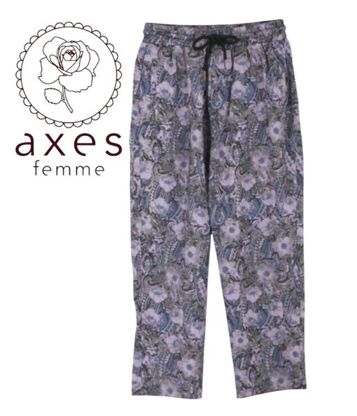 axes femme ボヘミアンフラワー柄パンツ 新品未使用タグ付き アクシーズファム Mサイズ ズボン ボトムス 花柄 紺