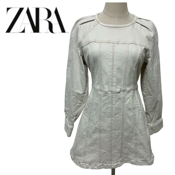 ZARA シームディティールデニムワンピース ミニワンピ ザラ 美品 Mサイズ チュニック 長袖 山本舞香 ワンピース