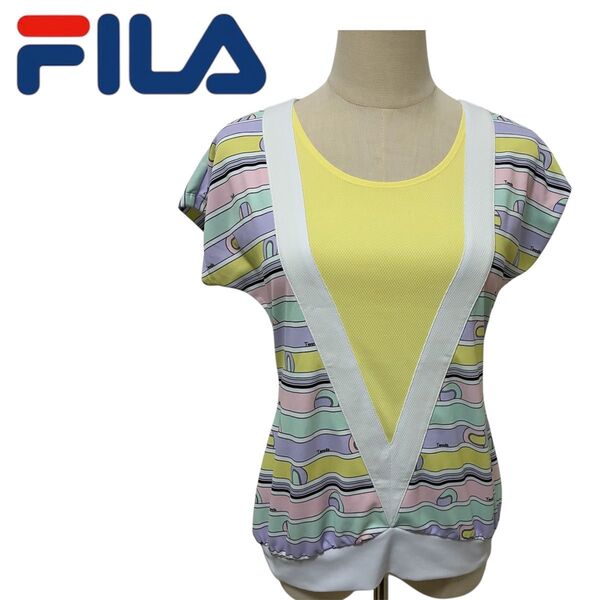 FILA テニス 半袖 カットソー Tシャツ 美品 レディース Mサイズ フィラテニス トップス スポーツ Tシャツ