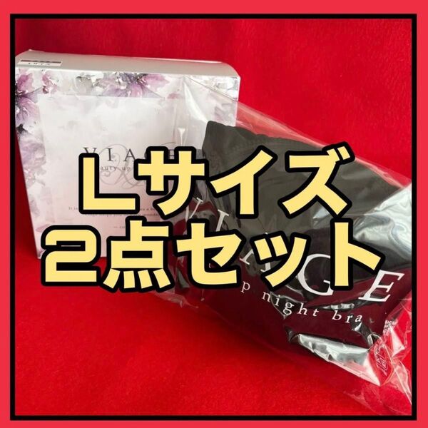 【新品未使用】ヴィアージュ ナイトブラ Lサイズ ブラック 2点セット