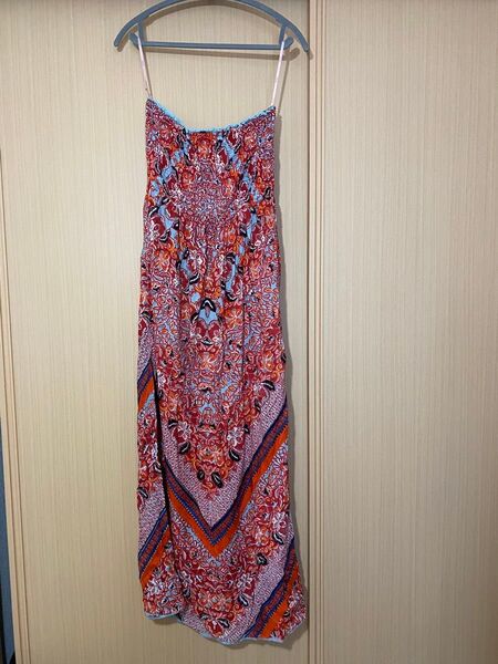 花柄 ベアトップワンピース リゾート ビーチ