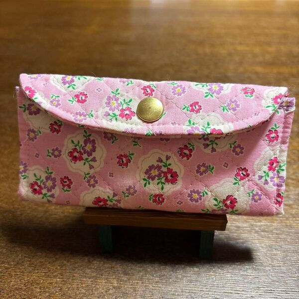 スマートミニ財布 コイン、カード、お札が入る キルティング ハンドメイド