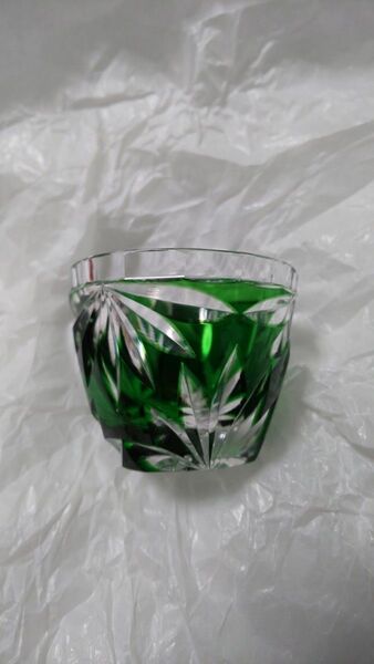 江戸切子 堀口硝子 秀石 お猪口 緑