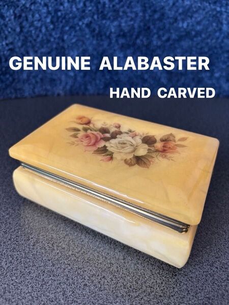 イタリア製 GENUINE ALABASTER 手彫り大理石アンティークボックス アクセサリーケース 小物入れ