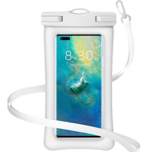 スマホ 防水ケース 防水 タッチ 顔認証 首かけ7インチ以下 全機種対応 水中撮影 お風呂 海水浴 水泳 雨対策 (ホワイト)