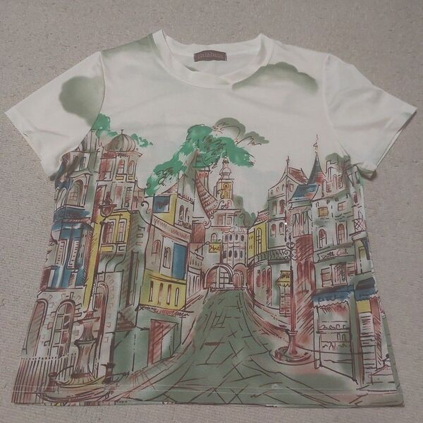 calabaza 街並みプリント 半袖Tシャツ 80s 90s 00s