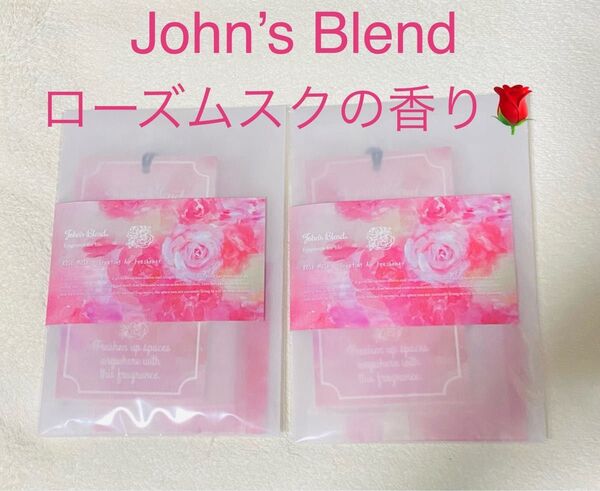 John’s Blend グリーティング エアーフレッシュナー ROSE MUSK(ローズムスク) 2枚入 2個セット