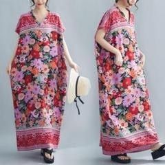 ワンピース 花柄 ゆったり 体型カバー