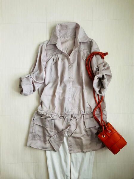 新品タグ付き AELIER SAB ベージュ 柄シャツ 【38】