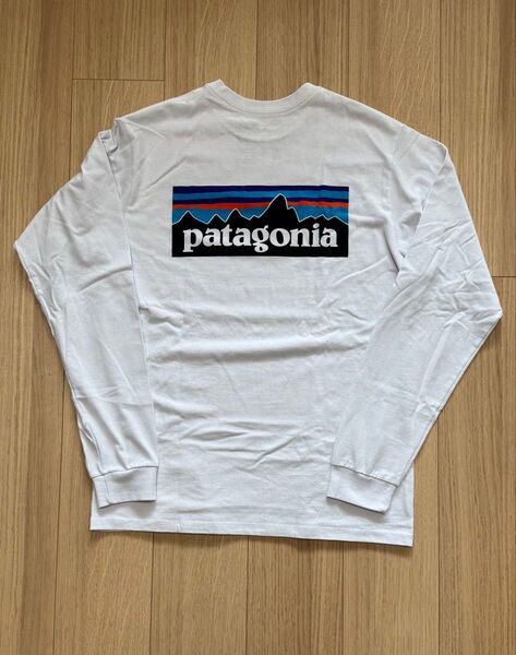 パタゴニア ロンT patagonia ロングスリーブ 白 Sサイズ アウトドア 長袖Tシャツ Logo P-6