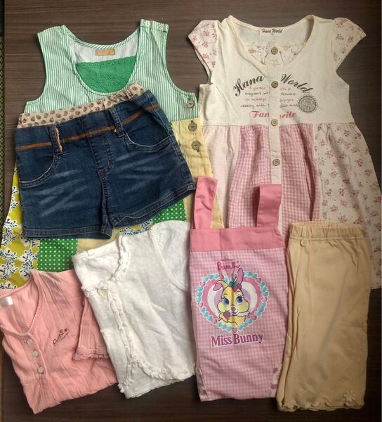 ① used 110 女の子 春 夏服 子ども服 ワンピース 半袖 トップス カットソー カーディガン エプロン ズボン セット