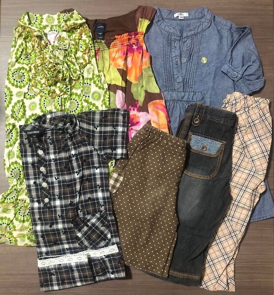② used 110 ブランド 女の子 春夏 子ども服 ワンピース 半袖 トップス カットソー ズボン スカート 春 夏服 セット