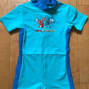 used ディズニー スティッチ 90 95 水着 ブルー 水色 男子 男の子 カバーオール つなぎ プール 水泳 スイムウェア