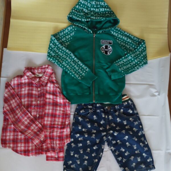 ■ボーイズ服(サイズ130)3点セット■RadCustom(ラッドカスタム)・MPS■パーカー・ハーフパンツ・シャツ