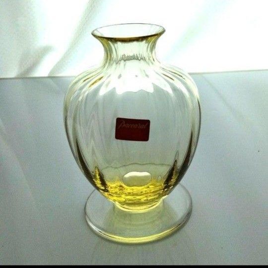 【新品】バカラ フラワーベース 花瓶 アクアレーユ イエロー Baccarat
