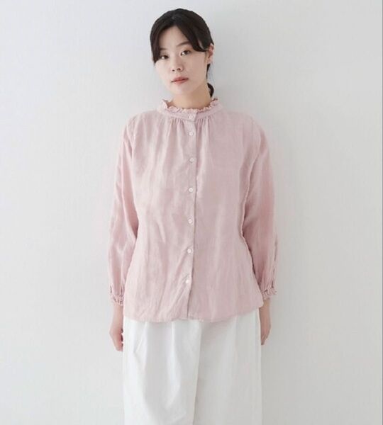 nest robe ネストローブ リネン スタンドフリルブラウス バラ染め ローズ