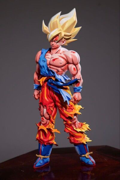 ドラゴンボールフィギュア 伝説の超サイヤ人 孫悟空 リペイント フィギュア 2D 二次元彩色