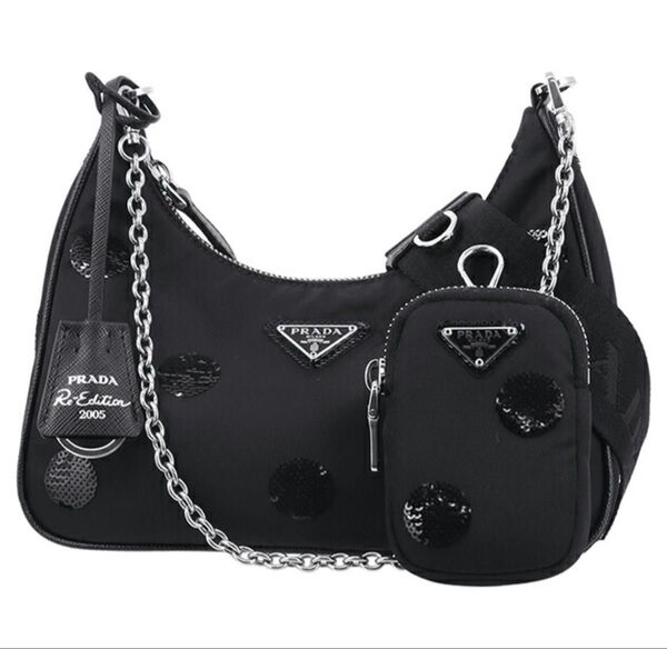 PRADA リナイロン ショルダーバッグ ドット スパンコール