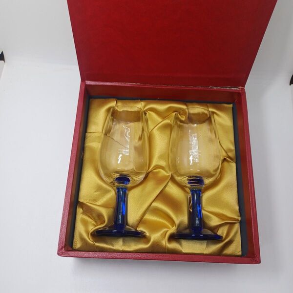 【美品】ブルーグラス ガラス 箱入り 2個セット