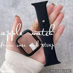 AppleWatch アップルウォッチ 41ミリカバー シリコンバンド 黒 ブラック