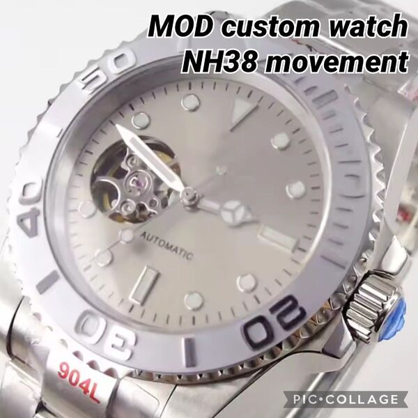 NH38 MOD 高品質 自動巻 腕時計 オープンハート スケルトン オマージュ 新品 未使用