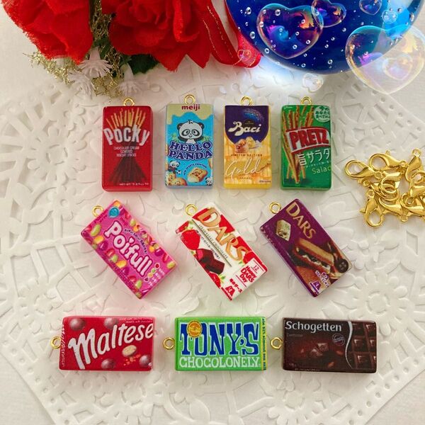 お菓子ミニチュアチャーム9個セット まとめ売り ハンドメイド 資材 素材 材料