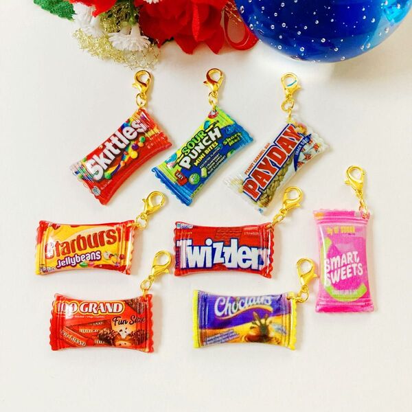 お菓子パッケージチャーム7個セット ハンドメイド アクセサリー 資材 素材 材料 デコパーツ