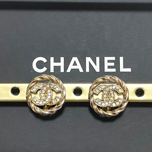 CHANEL シャネル ココマーク 213 イヤリング GP×ラインストーン