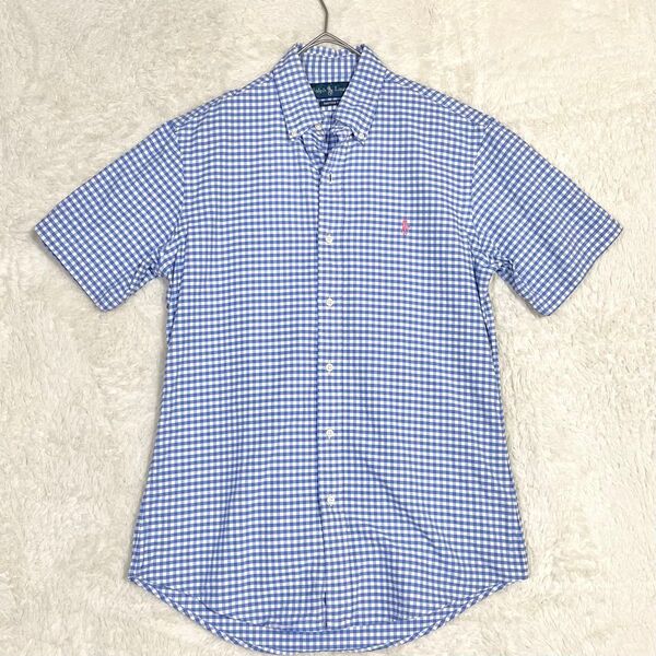 美品 POLO ポロラルフローレン ギンガムチェック ボタンダウン 半袖シャツ