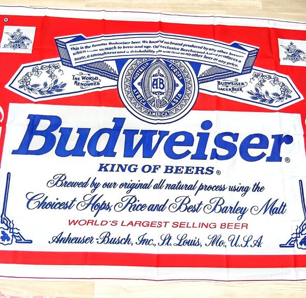 バドワイザー Budweiser 超特大フラッグ 旗 1740mm×1270mm 大迫力 ビール 看板