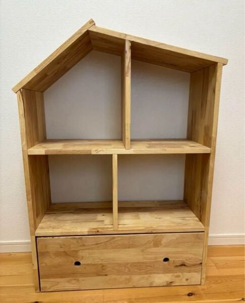 【美品 人気商品 】三角屋根 シェルフ 本棚 収納棚 オープンシェルフ 子ども部屋 ナチュラル 木製 ドールハウス