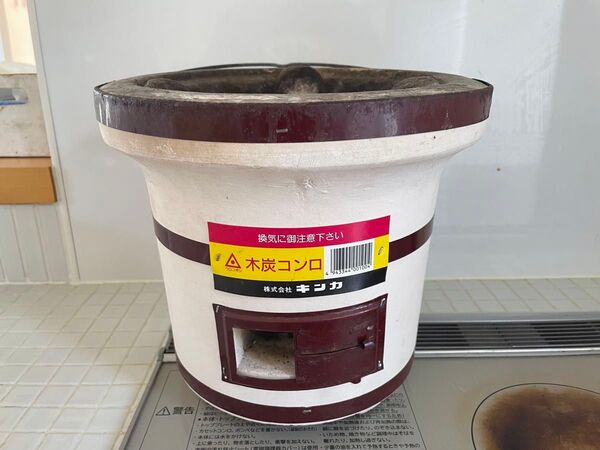 キンカ 卓上七輪 珪藻土 木炭、網、トング、着火剤