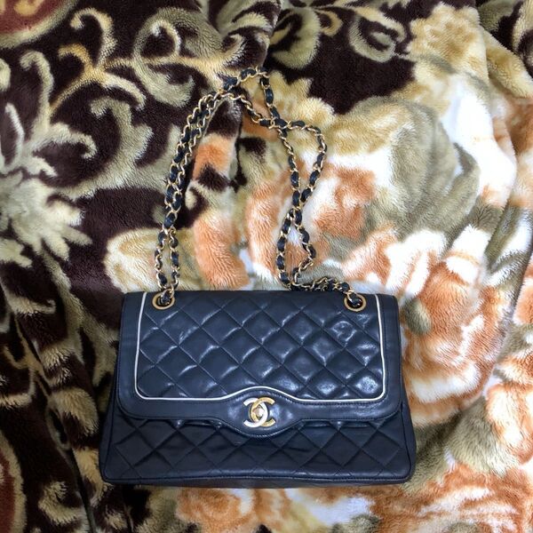 CHANEL シャネル パリ限定 チェーンショルダー バッグ ラムスキン ブラック シリアルシールあり 黒 ゴールド金具 首掛肩掛