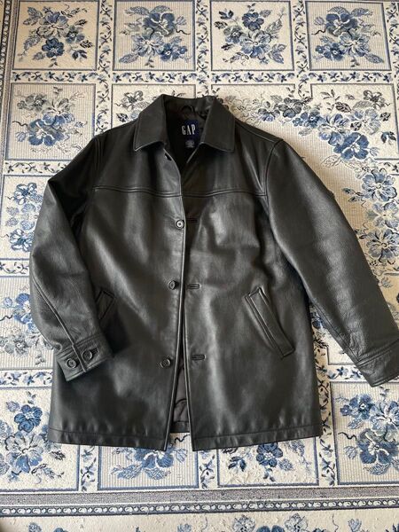 希少美品 野村訓市モデル OLD GAP カーコート シボ革 ブラック レザー キルティング レザージャケット レザーブルゾン