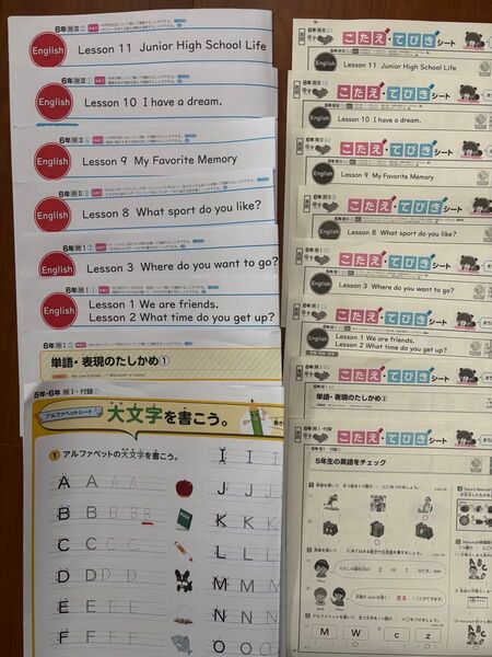小学6年生 英語(教科書 サンシャイン開隆堂)カラーテスト 光文書院 1年分(Lesson4〜7のみ欠)