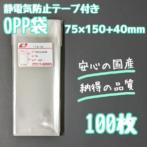 OPP袋 フタ付き テープ付き 静電防止テープ 100枚 小物 アクセサリー ペン 透明袋 ラッピング袋 クリアパック 梱包 発送