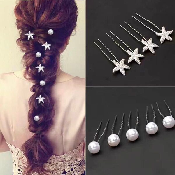 ヘアピン9点セット ヘアアクセサリー 結婚式 二次会 花嫁 前撮り フォトウェディング ブライダル ヘッドアクセサリー かんざし