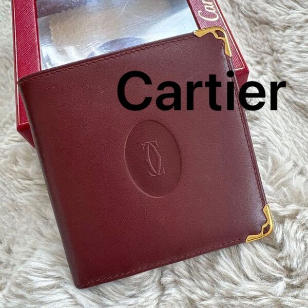 Cartier カルティエ 二つ折り財布 折財布 ボルドー
