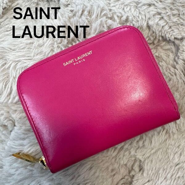 SAINT LAURENT サンローラン ピンク コインケース 小銭入れ ジッピーウォレット