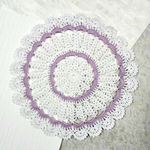 ハンドメイド 円形 ドイリー ホワイト