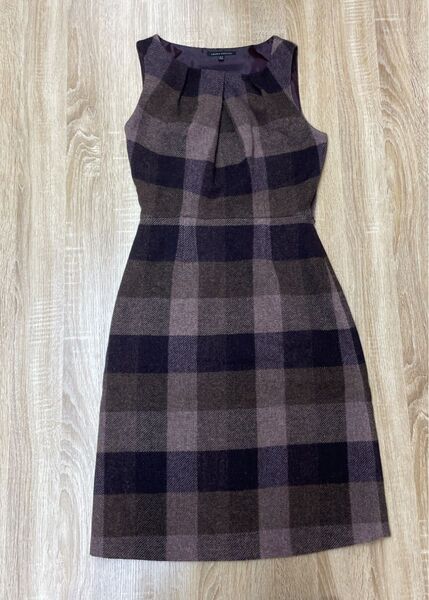 ローラアシュレイ LAURA ASHLEY チェック柄ワンピース ブラウン系