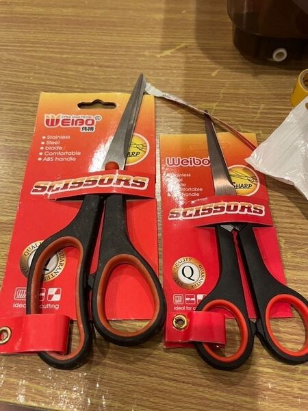 多機能 ハサミ 2本セット WEIBO 赤 黒 大きめ 機能性 文房具 キッチン